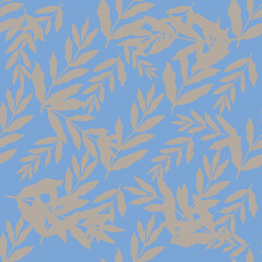 Leaf Seamless Pattern, Botanical Foliage Digital Paper, Hand Drawn Nature Plant Design, Elegant Greenery Illustration for Fabric and Scrapbooking