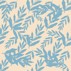 Fototapeta premium Leaf Seamless Pattern, Botanical Foliage Digital Paper, Hand Drawn Nature Plant Design, Elegant Greenery Illustration for Fabric and Scrapbooking