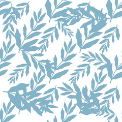 Leaf Seamless Pattern, Botanical Foliage Digital Paper, Hand Drawn Nature Plant Design, Elegant Greenery Illustration for Fabric and Scrapbooking