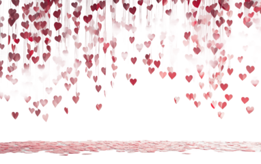 Decorative heart shaped paper garlands in pink and red colors representing affection joy and festive atmosphere isolated on transparent background PNG