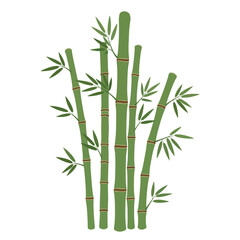 Illustration of several green bamboo stalks with leaves, a symbol of resilience and growth.