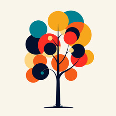 Vibrant abstract tree art featuring colorful circles, perfect for nature loving brands and modern design projects that need a splash of creative energy