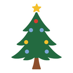 Christmas Tree Vector Icon in Flat Color Style for Holiday, Winter, and Seasonal Design