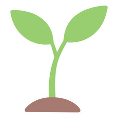 Sapling Plant Vector Icon in Flat Color Style for Growth, Agriculture, and Ecology Design