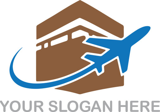 Airplane travel agency kaaba landmark logo design