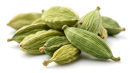 Pile of Green Cardamom Pods An Aromatic Spice Used in Sweet and Savory Dishes Worldwide Close Up