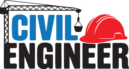 Civil engineer construction safety hard hat crane illustration