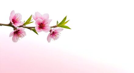 Fototapeta premium Delicate Vietnamese Peach Blossoms with Airy Pink Gradient Copy Space