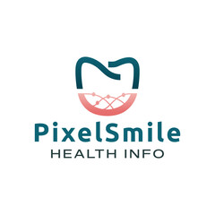 Modern logo design featuring a stylized tooth outline with digital network connections and bold typography, symbolizing dental health, technology, and innovation. Editable Vector File
