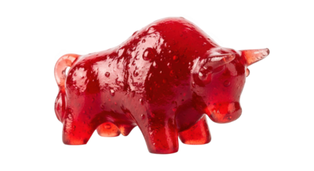 Vibrant Red Bull Gummy Candy Isolated on a Clear Background, Perfect for Confectionery Designs, Sweet Treat Illustrations, and Playful Food-Related Projects in Digital Media