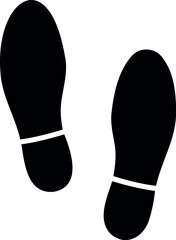 Vector two black shoe prints with white stripes on a transparent background in a simple design