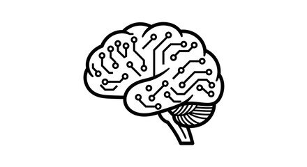 Brain circuitry illustration isolated white background