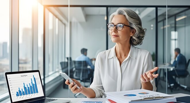 Serene Middle-Aged Woman Meditating Outdoors