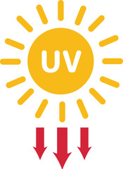 Sun UV Radiation Reflecting ultraviolet light icon.