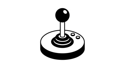 Monochrome arcade joystick graphic isolated