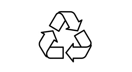 Recycling symbol icon black outline on white background
