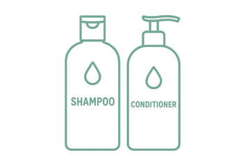 Isolated outline shampoo and conditioner bottles icon on transparent background