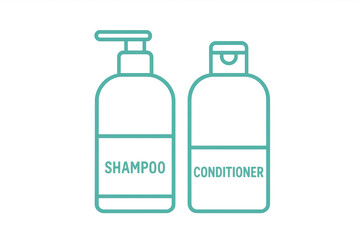Shampoo and Conditioner Bottles Outline Icon Isolated on Transparent Background