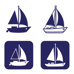 Simple vector illustrations of sailboats in various styles for nautical related designs