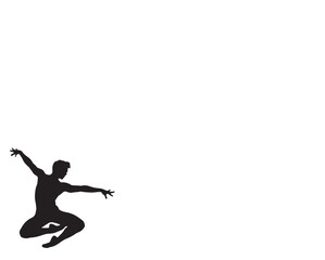 Black vector silhouette illustration of people in action performing sport, run, and jumping poses, including man, woman, boy, girl, and child