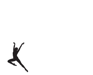 Black vector silhouette of a young man jumping, a dynamic figure in sport and dance, perfect for action illustrations