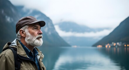 Obraz premium Wise Aged Owl Perched on Tree Branch in Autumn Forest, Close-Up