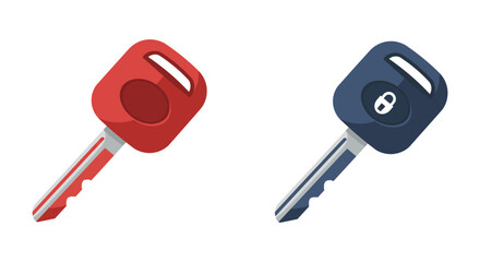 Illustration of two car keys one red and one dark blue