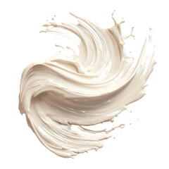 Creamy white swirl of cosmetic product captured on a clean background during a creative session