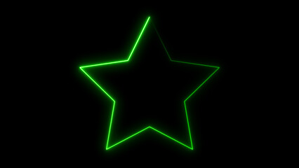 Obraz premium Glowing Neon Star Outline on Black Background, Bright Green Light Star Shape