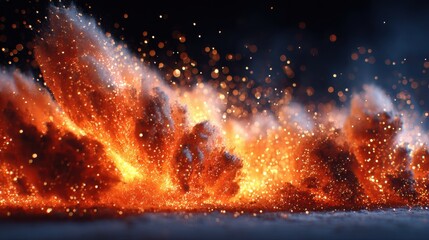 Naklejka premium Abstract Fire Explosion with Sparks and Smoke on Dark Background