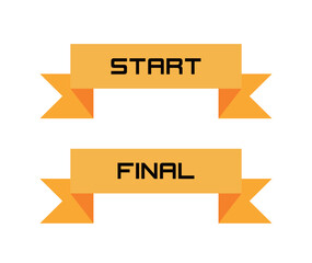 Flat Ribbon Banner with Text START and  FINAL Vector Illustration