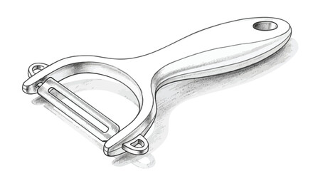 Vegetable peeler, kitchen utensil, hand drawn