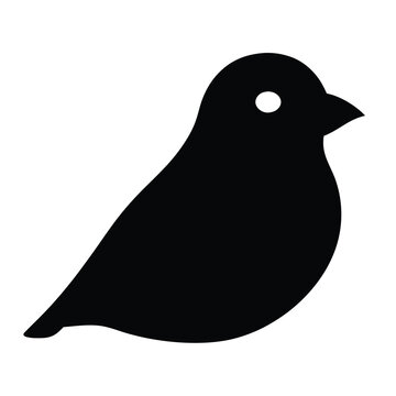 Simple black bird silhouette with a white eye on white background