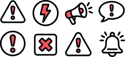 Warning signs and symbols isolated on white background attention, danger, caution, alert, and notification icons set design