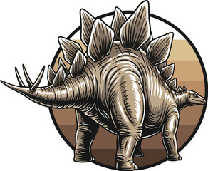 Detailed stegosaurus illustration, prehistoric reptile, dinosaur