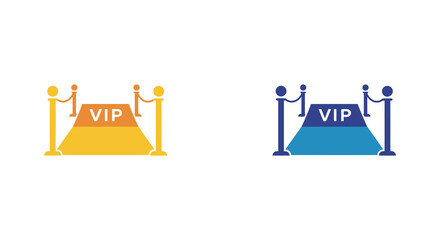 Fototapeta premium Two vip rope barrier icons one yellow and one blue
