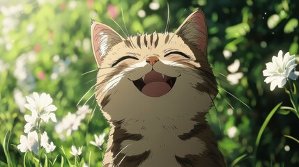 Smiling anime cat