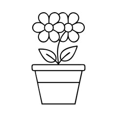 Vector art of line drawing of two daisy flowers in a pot, , symbolizing friendship and togetherness in nature