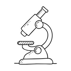 Vector art of a handdrawn illustration of a microscope, , representing science and discovery