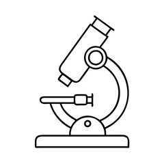 Vector art of a simple line art icon of a microscope, , symbolizing scientific exploration and analysis