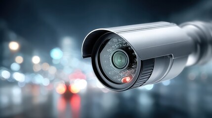 Security Camera Surveillance System at Night with Bokeh Background