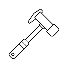 Vector art of a minimalist black and white line art illustration of a ballpeen hammer, isolated on a this versatile tool is essential for metalworking, shaping, and riveting tasks