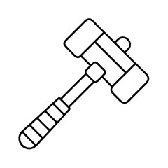 Vector art of a clean black and white line drawing of a sledgehammer, isolated on a this heavyduty tool is used for demolition, driving stakes, and heavy striking tasks
