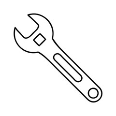 Vector art of a clean line art illustration of a combination wrench, isolated on a this versatile tool features an openend and a boxend, essential for various mechanical and diy applications