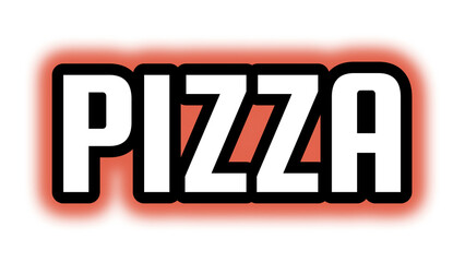 PIZZA white bold uppercase text with black outline and red glow perfect for food branding menu design or restaurant advertising