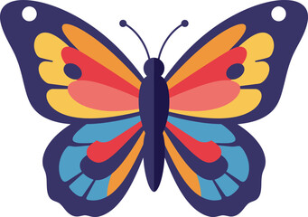Vibrant artistic butterfly in bright colors isolated on white for nature and beauty themes flat design vector illustration white background
