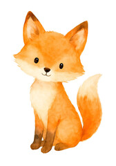 Obraz premium Watercolor Fox Clipart, Cute Woodland Animal Illustration, Baby Nursery Wall Art