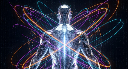 Futuristic concept of artificial intelligence and digital human anatomy