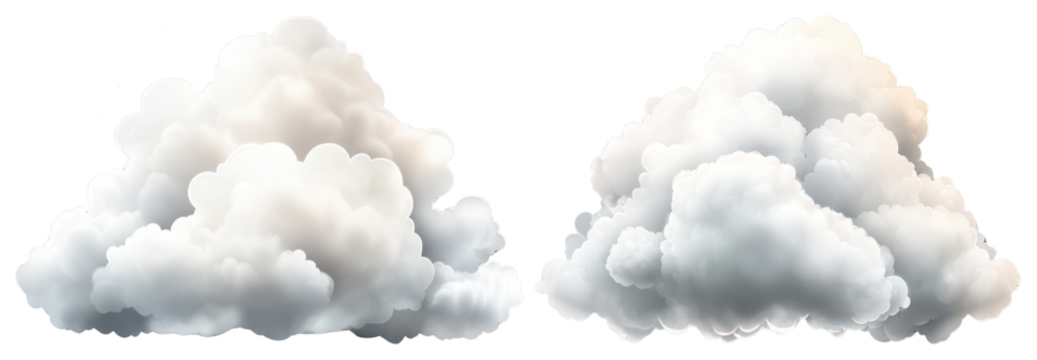 PNG Fluffy white clouds skyward, element set on transparent background