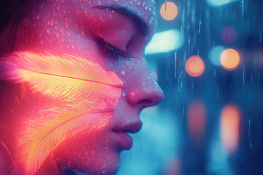 Renaissance-Inspired Alien Unicorn in Dystopian Urban Twilight